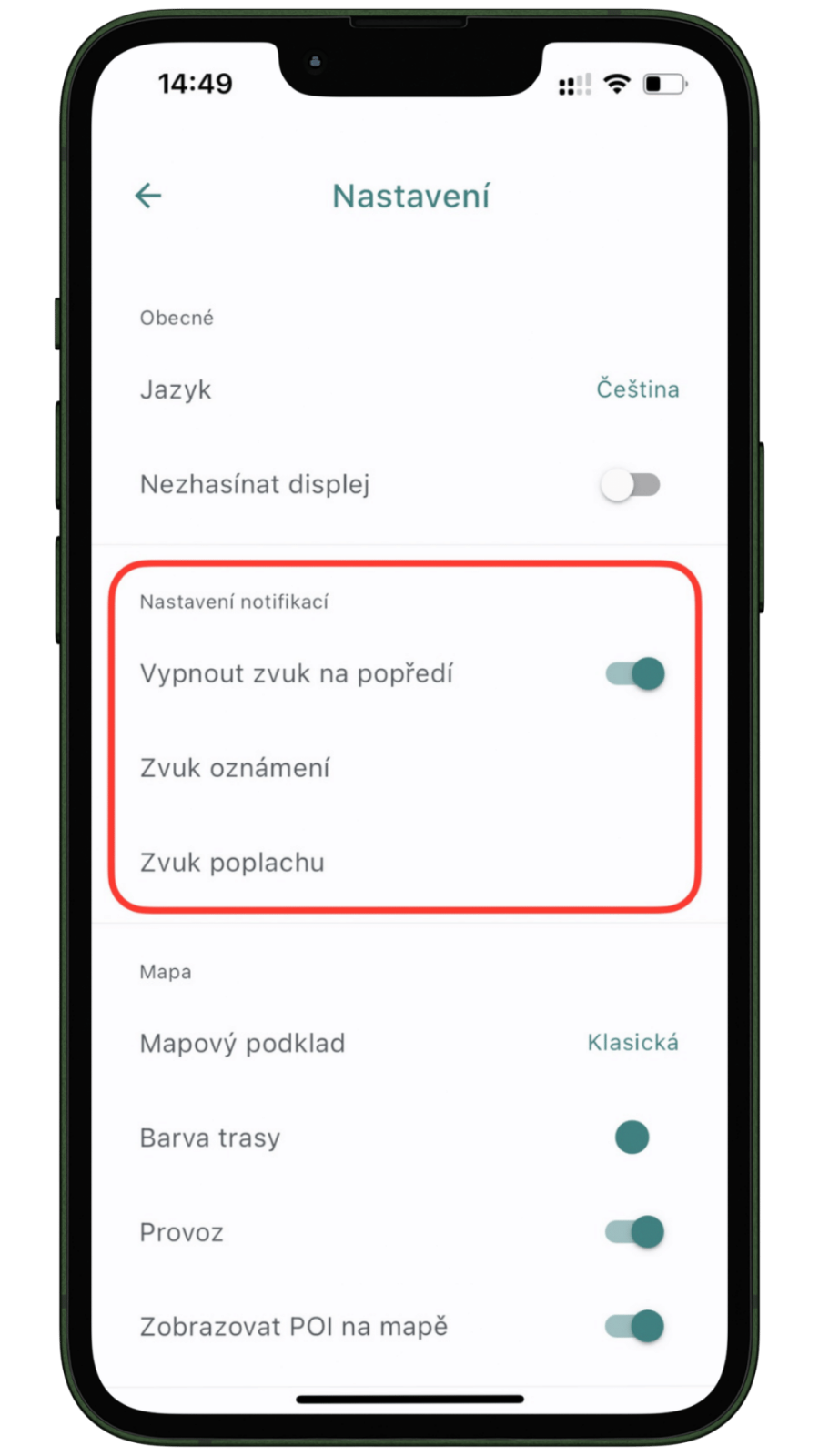 Nastavení notifikací krok 2